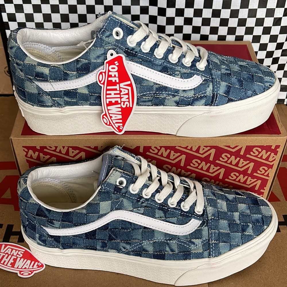 Vans Old Skool Stacked Platforms Woven Denim/Multi WMNS sneakers - Picture 2 of 16